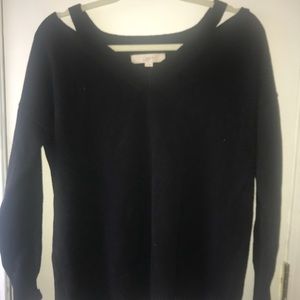 Cut shoulder black sweater